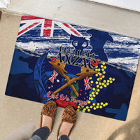 Australia And New Zealand ANZAC Day Rubber Doormat Lest We Forget Silver Fern With Golden Wattle LT14 - Polynesian Pride