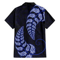 Blue New Zealand Paisley Silver Fern Family Matching Short Sleeve Bodycon Dress and Hawaiian Shirt Aotearoa Maori LT14 - Polynesian Pride
