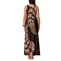 Brown New Zealand Paisley Silver Fern Family Matching Tank Maxi Dress and Hawaiian Shirt Aotearoa Maori LT14 - Polynesian Pride