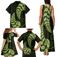 Green New Zealand Paisley Silver Fern Family Matching Tank Maxi Dress and Hawaiian Shirt Aotearoa Maori LT14 - Polynesian Pride