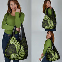 Green New Zealand Paisley Silver Fern Grocery Bag Aotearoa Maori