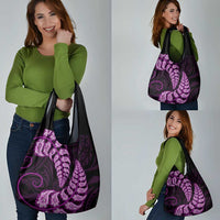 Purple New Zealand Paisley Silver Fern Grocery Bag Aotearoa Maori