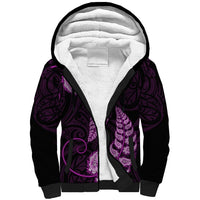 Purple New Zealand Paisley Silver Fern Sherpa Hoodie Aotearoa Maori LT14 Unisex Purple - Polynesian Pride