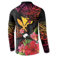 Hawaii Iwa Bird Button Sweatshirt Great Frigatebird Kanaka Tropical Hippie Style - Polynesian Pride