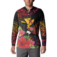 Hawaii Iwa Bird Button Sweatshirt Great Frigatebird Kanaka Tropical Hippie Style - Polynesian Pride