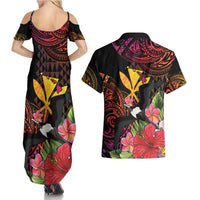 Hawaii Iwa Bird Couples Matching Summer Maxi Dress and Hawaiian Shirt Great Frigatebird Kanaka Tropical Hippie Style - Polynesian Pride
