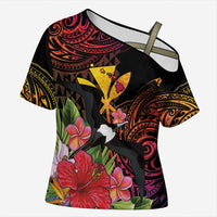 Hawaii Iwa Bird Cross Shoulder Shirt Great Frigatebird Kanaka Tropical Hippie Style - Polynesian Pride