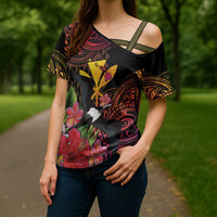 Hawaii Iwa Bird Cross Shoulder Shirt Great Frigatebird Kanaka Tropical Hippie Style - Polynesian Pride