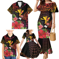 Hawaii Iwa Bird Family Matching Mermaid Dress and Hawaiian Shirt Great Frigatebird Kanaka Tropical Hippie Style - Polynesian Pride