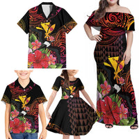 Hawaii Iwa Bird Family Matching Off Shoulder Maxi Dress and Hawaiian Shirt Great Frigatebird Kanaka Tropical Hippie Style - Polynesian Pride