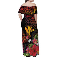 Hawaii Iwa Bird Family Matching Off Shoulder Maxi Dress and Hawaiian Shirt Great Frigatebird Kanaka Tropical Hippie Style - Polynesian Pride