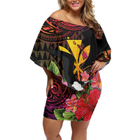 Hawaii Iwa Bird Family Matching Off Shoulder Short Dress and Hawaiian Shirt Great Frigatebird Kanaka Tropical Hippie Style - Polynesian Pride
