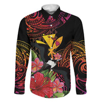 Hawaii Iwa Bird Family Matching Summer Maxi Dress and Hawaiian Shirt Great Frigatebird Kanaka Tropical Hippie Style LT14 Dad's Shirt - Long Sleeve Black - Polynesian Pride