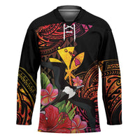 Hawaii Iwa Bird Hockey Jersey Great Frigatebird Kanaka Tropical Hippie Style LT14 Unisex Black - Polynesian Pride