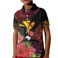 Hawaii Iwa Bird Kid Polo Shirt Great Frigatebird Kanaka Tropical Hippie Style - Polynesian Pride