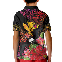 Hawaii Iwa Bird Kid Polo Shirt Great Frigatebird Kanaka Tropical Hippie Style - Polynesian Pride