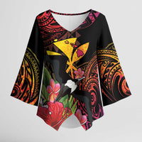 Hawaii Iwa Bird Kimono Sleeve Blouse Great Frigatebird Kanaka Tropical Hippie Style - Polynesian Pride