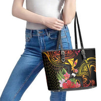 Hawaii Iwa Bird Leather Tote Bag Great Frigatebird Kanaka Tropical Hippie Style - Polynesian Pride