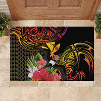 Hawaii Iwa Bird Rubber Doormat Great Frigatebird Kanaka Tropical Hippie Style - Polynesian Pride