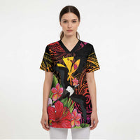 Hawaii Iwa Bird Scrub Top Great Frigatebird Kanaka Tropical Hippie Style - Polynesian Pride