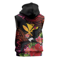 Hawaii Iwa Bird Sleeveless Hoodie Great Frigatebird Kanaka Tropical Hippie Style - Polynesian Pride