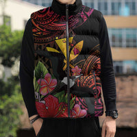 Hawaii Iwa Bird Sleeveless Puffer Jacket Great Frigatebird Kanaka Tropical Hippie Style - Polynesian Pride