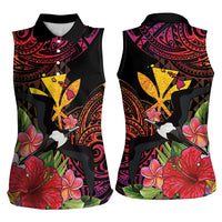 Hawaii Iwa Bird Women Sleeveless Polo Shirt Great Frigatebird Kanaka Tropical Hippie Style - Polynesian Pride