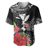 Hawaii Iwa Bird Baseball Jersey Great Frigatebird Kanaka Tropical Flowers - Polynesian Pride