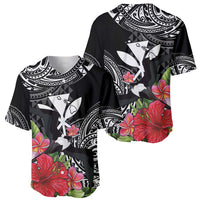 Hawaii Iwa Bird Baseball Jersey Great Frigatebird Kanaka Tropical Flowers - Polynesian Pride