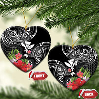 Hawaii Iwa Bird Ceramic Ornament Great Frigatebird Kanaka Tropical Flowers - Polynesian Pride