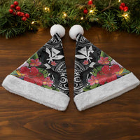 Hawaii Iwa Bird Christmas Santa Hat Great Frigatebird Kanaka Tropical Flowers - Polynesian Pride