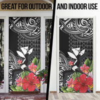 Hawaii Iwa Bird Door Cover Great Frigatebird Kanaka Tropical Flowers - Polynesian Pride