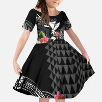 Hawaii Iwa Bird Family Matching Summer Maxi Dress and Hawaiian Shirt Great Frigatebird Kanaka Tropical Flowers - Polynesian Pride