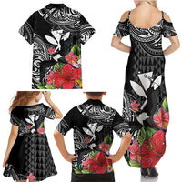 Hawaii Iwa Bird Family Matching Summer Maxi Dress and Hawaiian Shirt Great Frigatebird Kanaka Tropical Flowers - Polynesian Pride