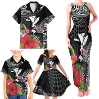 Hawaii Iwa Bird Family Matching Tank Maxi Dress and Hawaiian Shirt Great Frigatebird Kanaka Tropical Flowers - Polynesian Pride