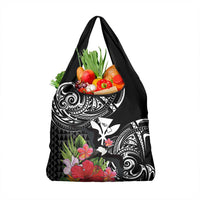 Hawaii Iwa Bird Grocery Bag Great Frigatebird Kanaka Tropical Flowers - Polynesian Pride