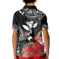 Hawaii Iwa Bird Kid Polo Shirt Great Frigatebird Kanaka Tropical Flowers - Polynesian Pride