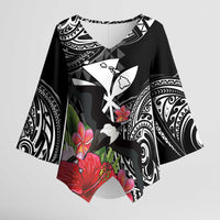 Hawaii Iwa Bird Kimono Sleeve Blouse Great Frigatebird Kanaka Tropical Flowers - Polynesian Pride