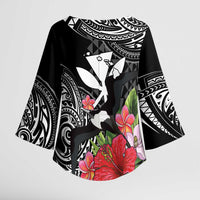 Hawaii Iwa Bird Kimono Sleeve Blouse Great Frigatebird Kanaka Tropical Flowers - Polynesian Pride
