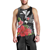 Hawaii Iwa Bird Men Tank Top Great Frigatebird Kanaka Tropical Flowers - Polynesian Pride