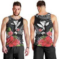 Hawaii Iwa Bird Men Tank Top Great Frigatebird Kanaka Tropical Flowers - Polynesian Pride