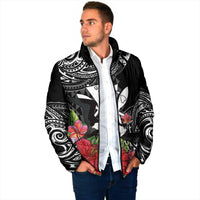 Hawaii Iwa Bird Padded Jacket Great Frigatebird Kanaka Tropical Flowers - Polynesian Pride
