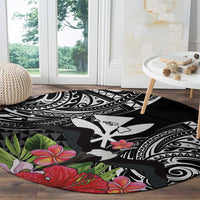 Hawaii Iwa Bird Round Carpet Great Frigatebird Kanaka Tropical Flowers - Polynesian Pride