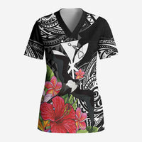 Hawaii Iwa Bird Scrub Top Great Frigatebird Kanaka Tropical Flowers - Polynesian Pride