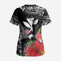 Hawaii Iwa Bird Scrub Top Great Frigatebird Kanaka Tropical Flowers - Polynesian Pride