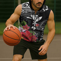 Hawaii Iwa Bird Sleeveless Zip Hoodie Great Frigatebird Kanaka Tropical Flowers - Polynesian Pride