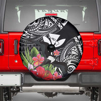 Hawaii Iwa Bird Spare Tire Cover Great Frigatebird Kanaka Tropical Flowers - Polynesian Pride