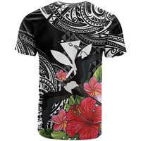 Hawaii Iwa Bird T Shirt Great Frigatebird Kanaka Tropical Flowers - Polynesian Pride