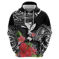 Hawaii Iwa Bird Zip Hoodie Great Frigatebird Kanaka Tropical Flowers - Polynesian Pride