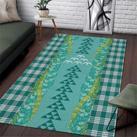 Teal Palaka Hawaii Iwa Bird Area Rug Hawaiian Kakau Jade Vine Lei - Polynesian Pride